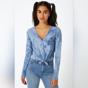 1. STATE New Blue Front Tie Top Size XS